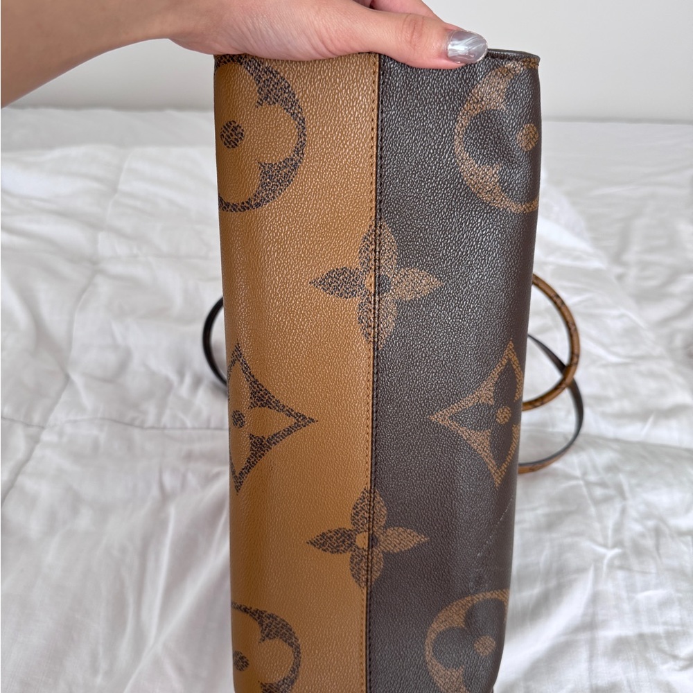 Luxury Monogram Shoulder Bag in Tan and Gray